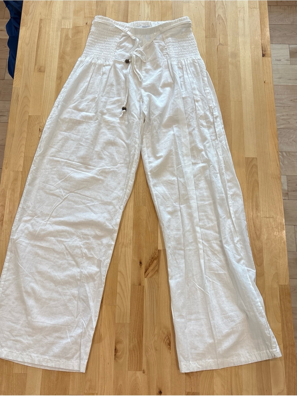 Connection 18 white cotton pants drawstring waistline bathing suit cover sz S